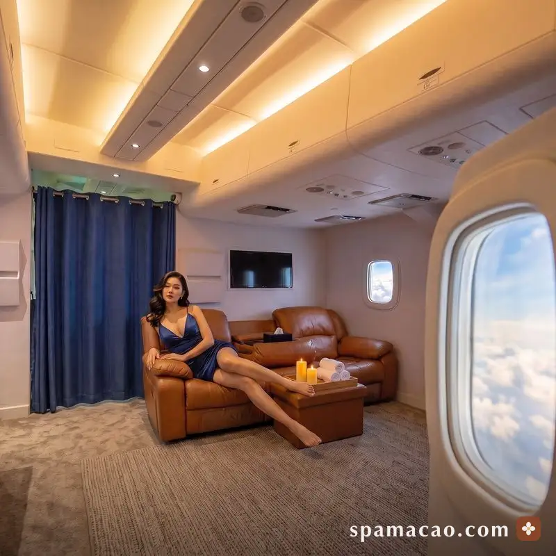 東方皇堡水療 — 舷窗外是雲，坐進機艙那一刻就換了場景