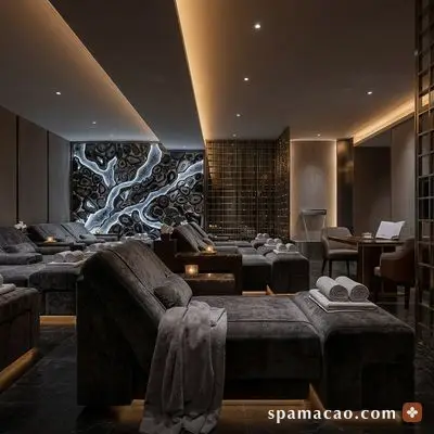 巨亨桑拿 — 深色雲石廳，燈光壓得低，容易睡著